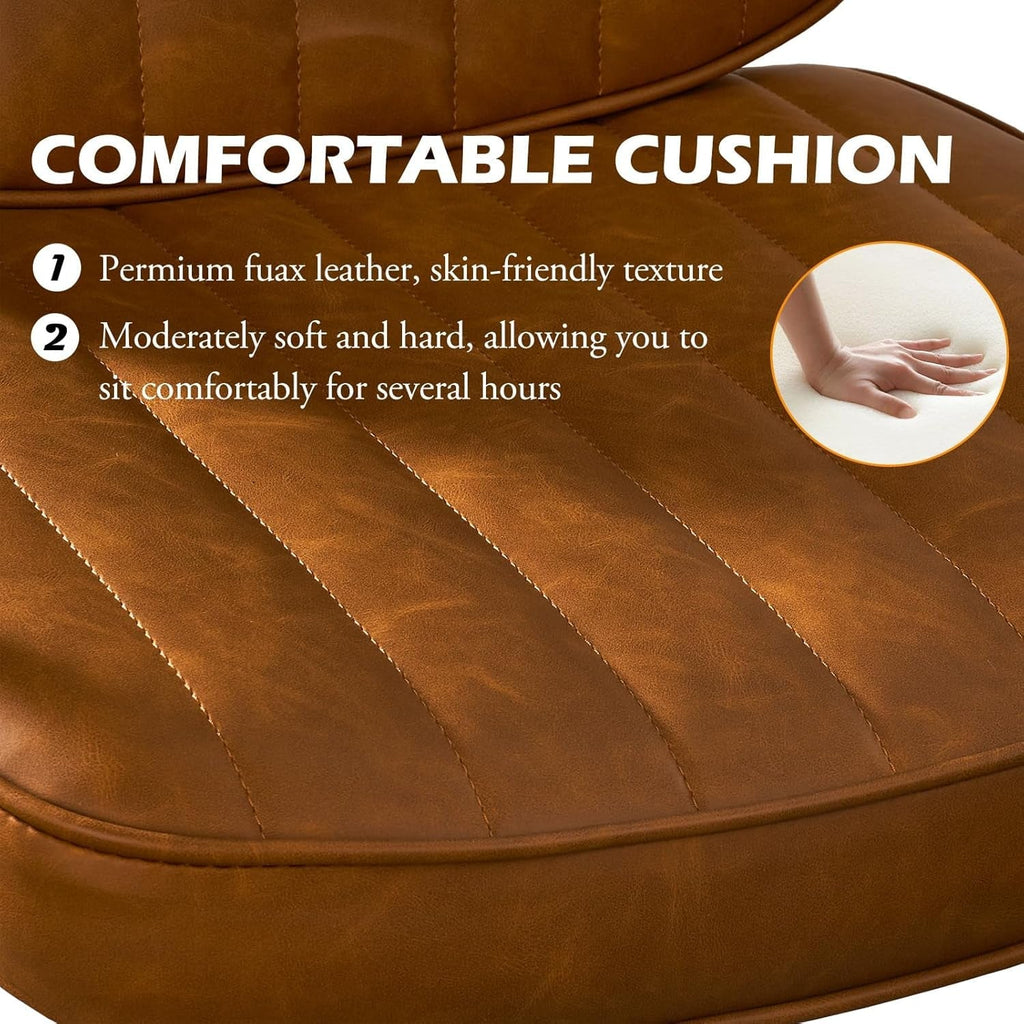 Brown Desk Chair With Wheels And Armrests Adjustable