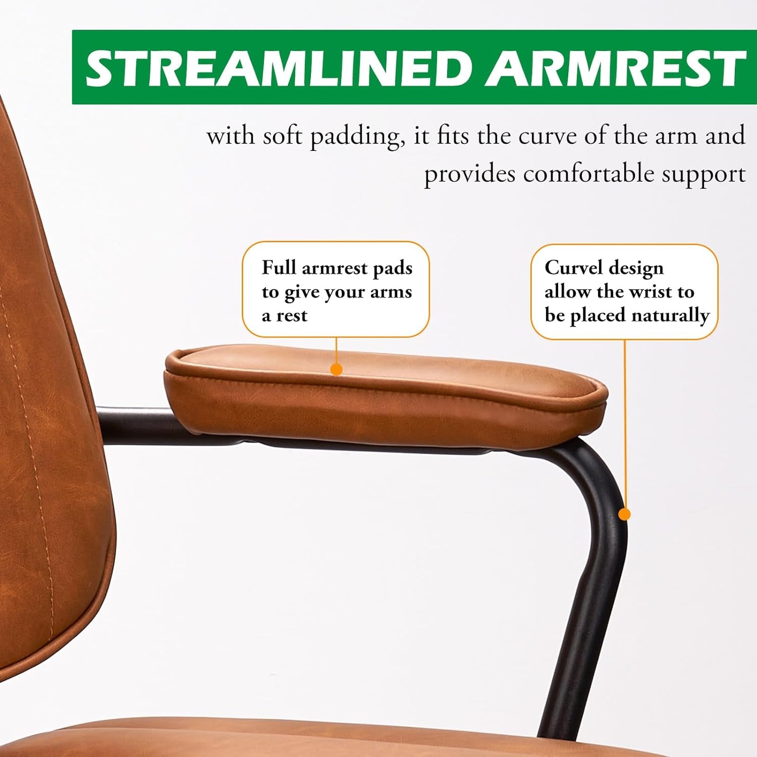 Brown Desk Chair With Wheels And Armrests Adjustable